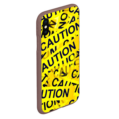 Чехол iPhone XS Max матовый Caution / 3D-Коричневый – фото 2