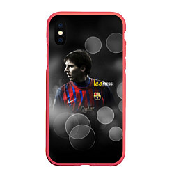 Чехол iPhone XS Max матовый Leo Messi, цвет: 3D-красный