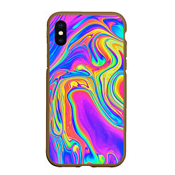 Чехол iPhone XS Max матовый Цветные разводы, цвет: 3D-коричневый