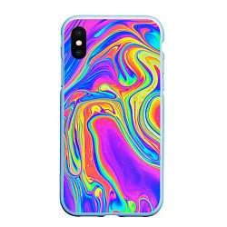 Чехол iPhone XS Max матовый Цветные разводы, цвет: 3D-голубой