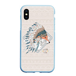 Чехол iPhone XS Max матовый Fox: Wild Free, цвет: 3D-голубой