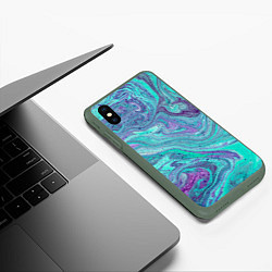 Чехол iPhone XS Max матовый Смесь красок, цвет: 3D-темно-зеленый — фото 2