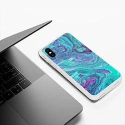 Чехол iPhone XS Max матовый Смесь красок, цвет: 3D-белый — фото 2