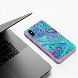 Чехол iPhone XS Max матовый Смесь красок, цвет: 3D-сиреневый — фото 2