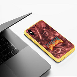 Чехол iPhone XS Max матовый DOOM Classic, цвет: 3D-желтый — фото 2