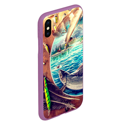 Чехол iPhone XS Max матовый Истинный рыболов / 3D-Фиолетовый – фото 2