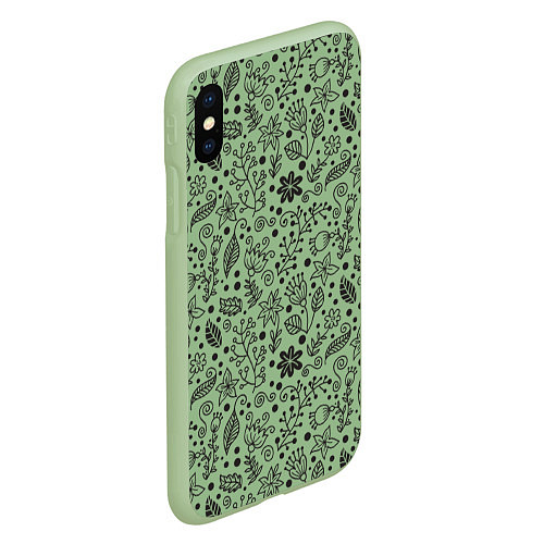 Чехол iPhone XS Max матовый Цветочки-травушки / 3D-Салатовый – фото 2