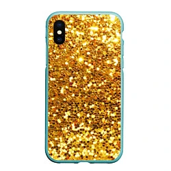 Чехол iPhone XS Max матовый Золотое мерцание, цвет: 3D-мятный