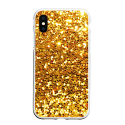 Чехол iPhone XS Max матовый Золотое мерцание, цвет: 3D-белый