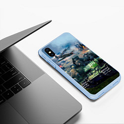 Чехол iPhone XS Max матовый За родину, цвет: 3D-голубой — фото 2