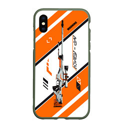 Чехол iPhone XS Max матовый CS:GO AWP-Asiimov, цвет: 3D-темно-зеленый