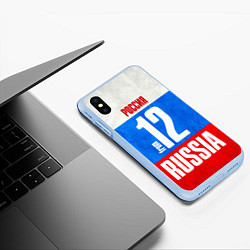 Чехол iPhone XS Max матовый Russia: from 12, цвет: 3D-голубой — фото 2
