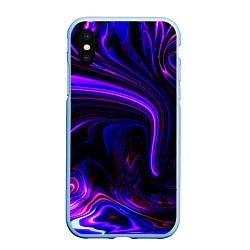 Чехол iPhone XS Max матовый Цветные разводы, цвет: 3D-голубой