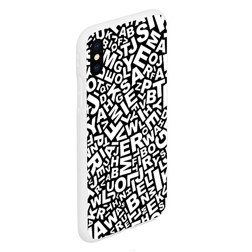 Чехол iPhone XS Max матовый Английский алфавит / 3D-Белый – фото 2