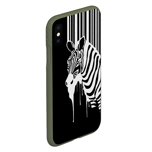 Чехол iPhone XS Max матовый Жидкая зебра / 3D-Темно-зеленый – фото 2