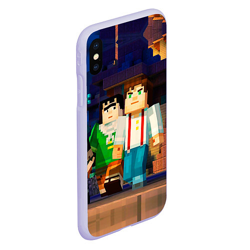 Чехол iPhone XS Max матовый Minecraft Men's / 3D-Светло-сиреневый – фото 2