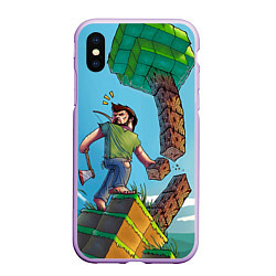 Чехол iPhone XS Max матовый Minecraft Woodcutter, цвет: 3D-сиреневый