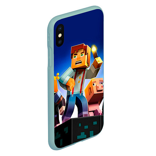 Чехол iPhone XS Max матовый Minecraft / 3D-Мятный – фото 2