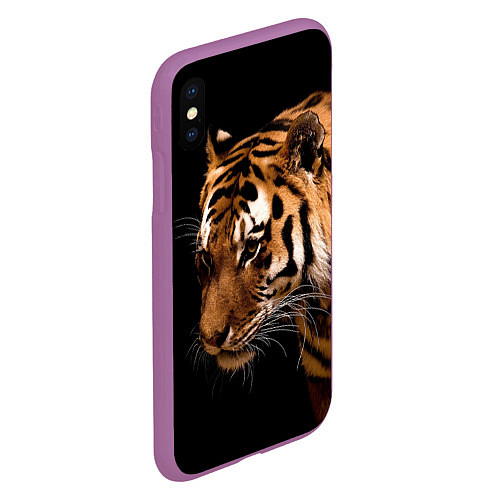 Чехол iPhone XS Max матовый Тигрица / 3D-Фиолетовый – фото 2