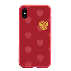 Чехол iPhone XS Max матовый Сборная России по футболу, цвет: 3D-красный