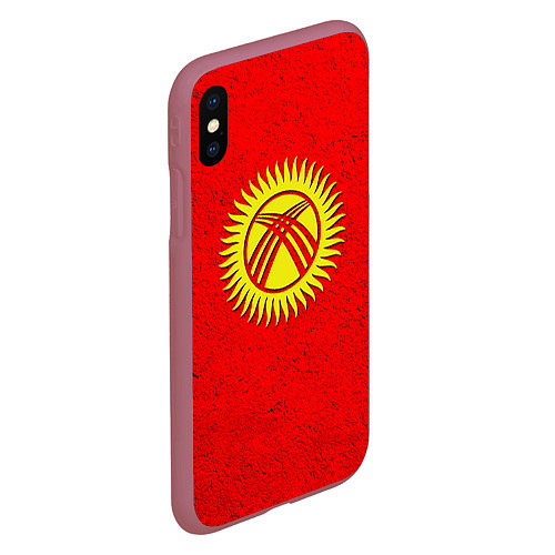 Чехол iPhone XS Max матовый Киргизия / 3D-Малиновый – фото 2