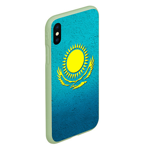 Чехол iPhone XS Max матовый Флаг Казахстана / 3D-Салатовый – фото 2