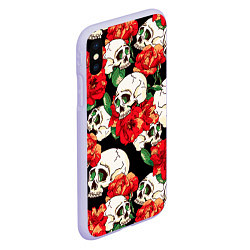 Чехол iPhone XS Max матовый Черепки и розы, цвет: 3D-светло-сиреневый — фото 2