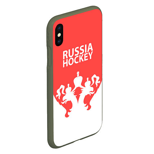 Чехол iPhone XS Max матовый Russia Hockey / 3D-Темно-зеленый – фото 2