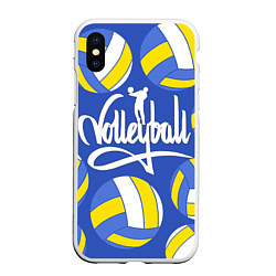 Чехол iPhone XS Max матовый Волейбол 6, цвет: 3D-белый