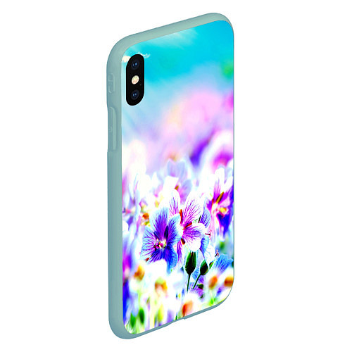 Чехол iPhone XS Max матовый Цветочное поле / 3D-Мятный – фото 2