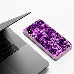 Чехол iPhone XS Max матовый Цветочки, цвет: 3D-сиреневый — фото 2