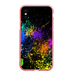 Чехол iPhone XS Max матовый Брызги красок