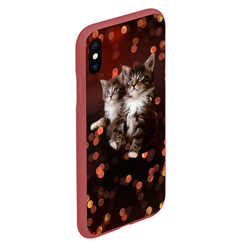 Чехол iPhone XS Max матовый Котята / 3D-Красный – фото 2