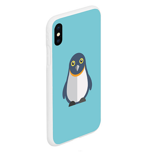 Чехол iPhone XS Max матовый Пингвин / 3D-Белый – фото 2