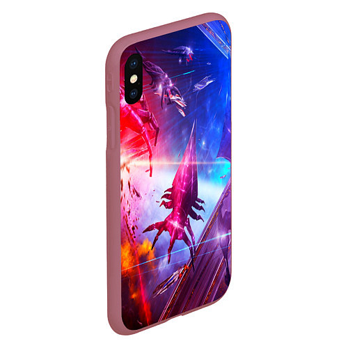 Чехол iPhone XS Max матовый Mass effect / 3D-Малиновый – фото 2