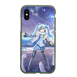 Чехол iPhone XS Max матовый Hatsune Miku, цвет: 3D-темно-зеленый