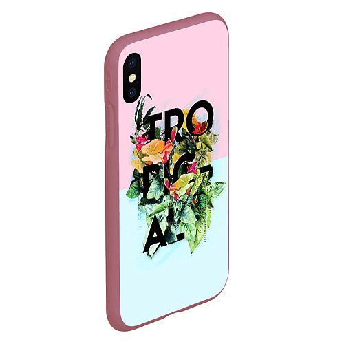 Чехол iPhone XS Max матовый Tropical Art / 3D-Малиновый – фото 2