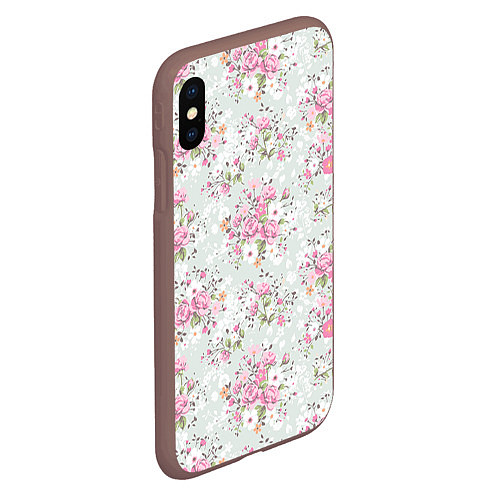 Чехол iPhone XS Max матовый Flower pattern / 3D-Коричневый – фото 2