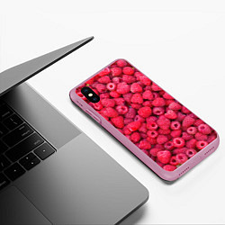 Чехол iPhone XS Max матовый Малинки, цвет: 3D-розовый — фото 2