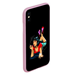 Чехол iPhone XS Max матовый Pulp Fiction: Mia Wallace, цвет: 3D-розовый — фото 2