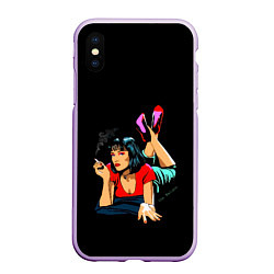 Чехол iPhone XS Max матовый Pulp Fiction: Mia Wallace, цвет: 3D-сиреневый