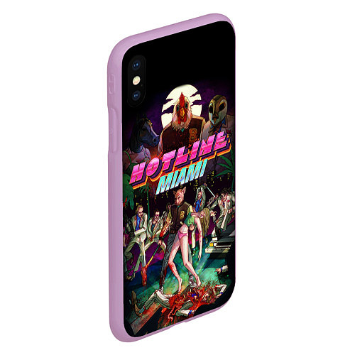 Чехол iPhone XS Max матовый Hotline Miami / 3D-Сиреневый – фото 2