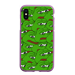 Чехол iPhone XS Max матовый Sad frogs, цвет: 3D-фиолетовый