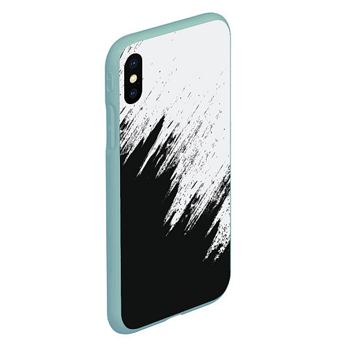 Чехол iPhone XS Max матовый Черно-белый разрыв / 3D-Мятный – фото 2