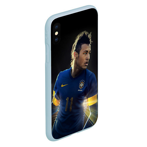 Чехол iPhone XS Max матовый Neymar: Brasil Team / 3D-Голубой – фото 2