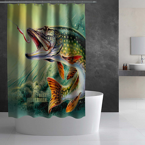 Шторка для ванной Лучший щучий рыбак / 3D-принт – фото 2
