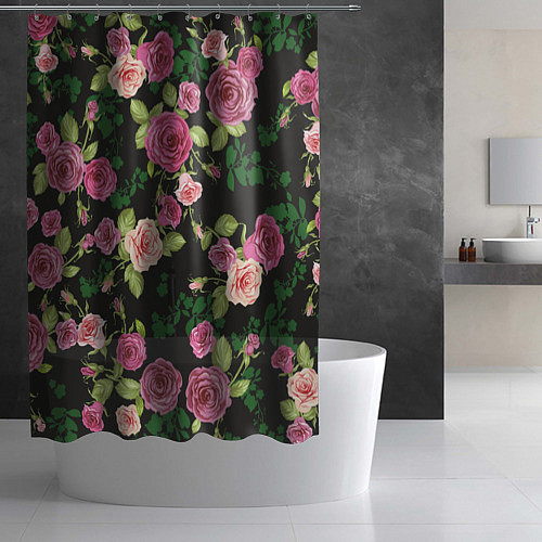 Шторка для ванной Кусты из роз / 3D-принт – фото 2