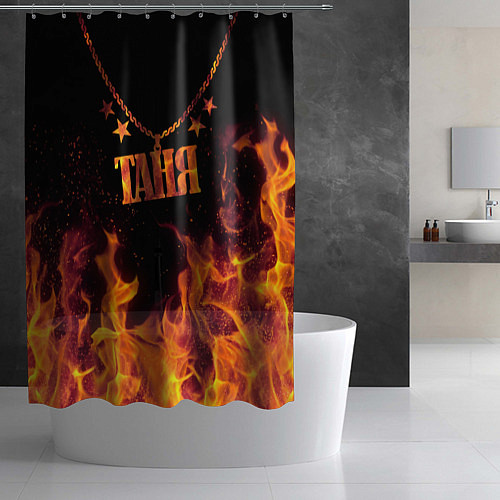 Шторка для ванной Таня - кулон на цепи в огне / 3D-принт – фото 2