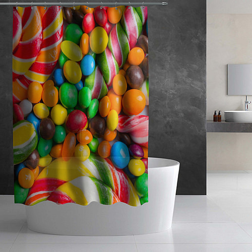 Шторка для ванной Сладкие конфетки / 3D-принт – фото 2