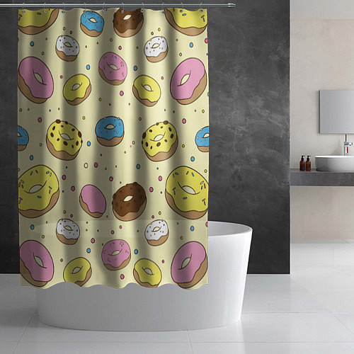 Шторка для ванной Сладкие пончики / 3D-принт – фото 2